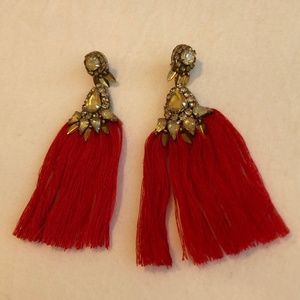 Deepa Gurnani Red Tassel Earrings
